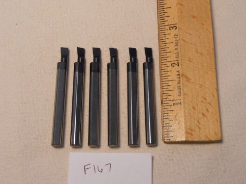 6 USED SOLID CARBIDE BORING BARS. 1/4&#034; SHANK. MICRO 100 STYLE. B-200400 (F167}