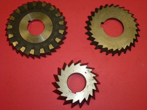 LOT of (3) HS SINGLE ANGLE MILLING CUTTERS, 2-3/4&#034;, 3-3/8&#034; &amp; 3-3/4&#034;