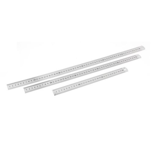 3 in 1 30cm 50cm 60cm Double Side Students Metric Straight Ruler Silver Tone