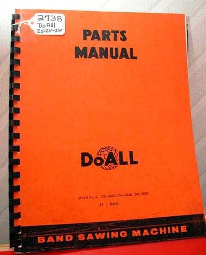 Do All Vertical Band Saw Parts Manual Mdl ZS3620 (Inv.17992)
