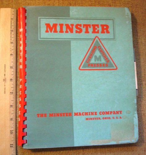 1950s MINSTER Machine Press Catalog / Product Manuals Metal Working EX/EX-