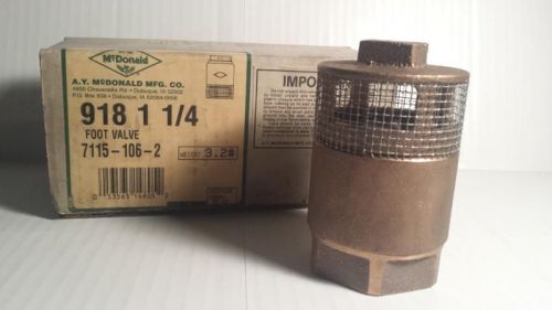 [new] a.y.mcdonald #918 1 1/4&#034; single brass poppet w/ flat brass seat foot valve for sale
