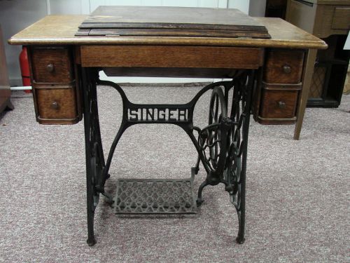 Antique Singer Treadle Sewing Machine Wood Cabinet Egyptian 1930 Restore P&amp;R