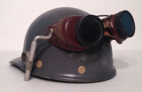 Vintage Industrial Helmet Steampunk W/ Attached Adjustable Goggles Gothic