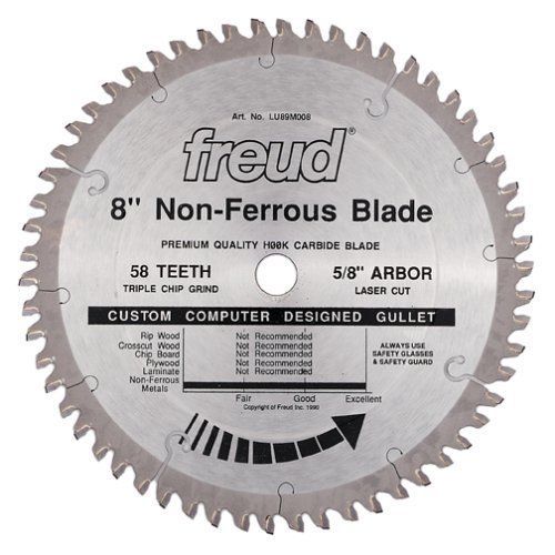 Freud LU89M008 8-Inch 58 Tooth Non-Ferrous Metal Cutting Saw Blade with 5/8-Inch