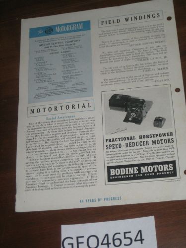 THE BODINE MOTORGRAM ADVERTISING BROCHURE  DATED 1949    USED   [GEO4654]