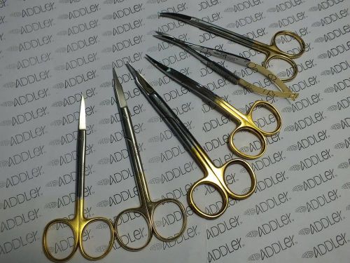 Dental Surgical Scissors Castro Le-Grange Goldman Fox Iris Golden Set of 6 ADDLE