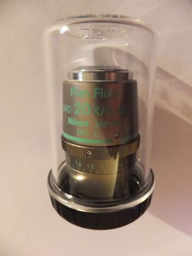 Nikon mrh48220 plan fluor microscope air objective,  20x, 0.45na,  7.4 mm wd for sale