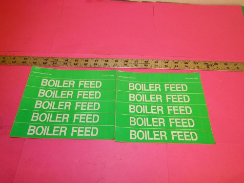 Lot of 10 labels lab safety supply green/white boiler feed label 8&#034;x1-1/8&#034; for sale