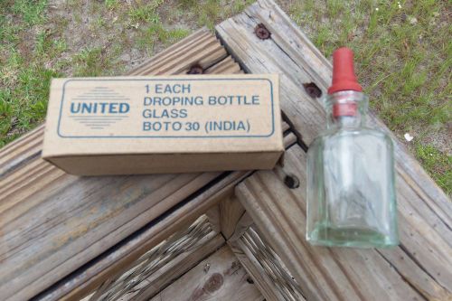 VINTAGE DROPPING BOTTLE - ALL GLASS - 30 MM - UNITED - IN ORIGINAL BOX