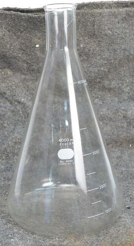 Pyrex 4000ml No. 4980 Erlenmeyer Flask Stopper No. 10 4L