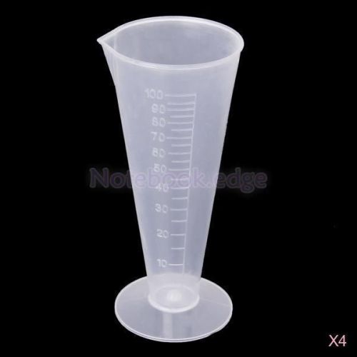 4x 100ml Kitchen Laboratory Plastic Graduated Measurement Beaker Measuring Cup