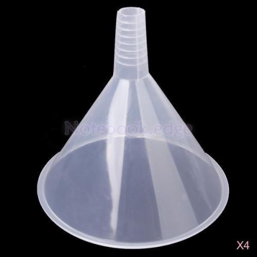 4x 150mm plastic clear funnel for kitchen laboratory car liquid dia. 19mm for sale