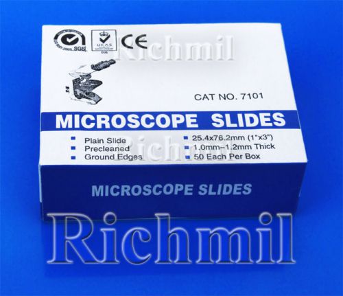 50 New Glass Microscope Slides Frosted / Ground Edges
