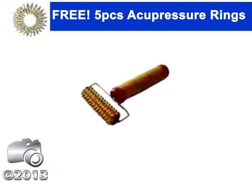 Acupressure new mini wooden roller massager therapy with free 5 pcs sujok ring for sale