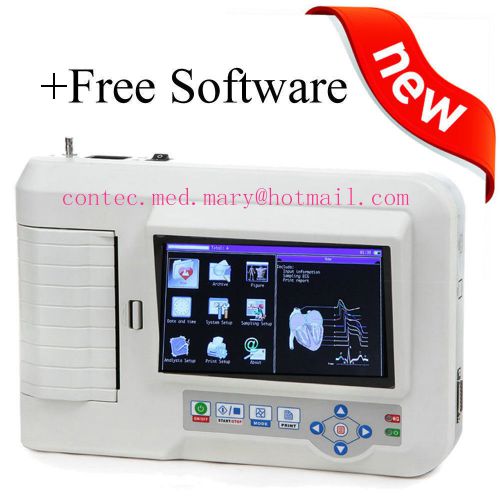 CE ECG-600G, Color Touch Screen ,6 Channels 12 Leads ECG/EKG+ Software+Printer