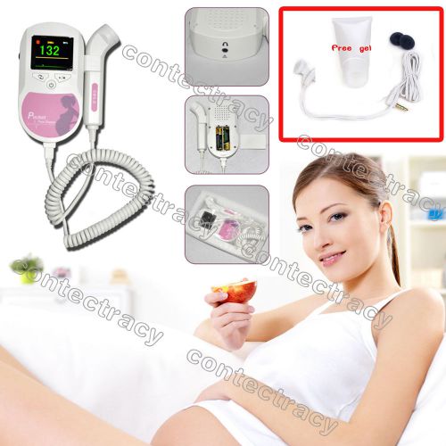 LCD Prenatal Pocket Fetal Doppler,FDA,CE Baby Heart Beat Monitor+GEL+Earphone,C