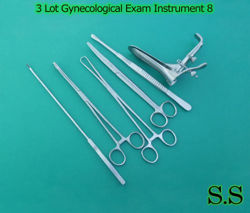 3 Lot Gynecological Exam Instrument 8 Surgical Obstetri