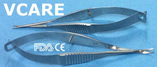 2 x SS Non Sterile  2 Nos. Vannas Micro Scissors Straight &amp; Curved (FDA &amp; CE)