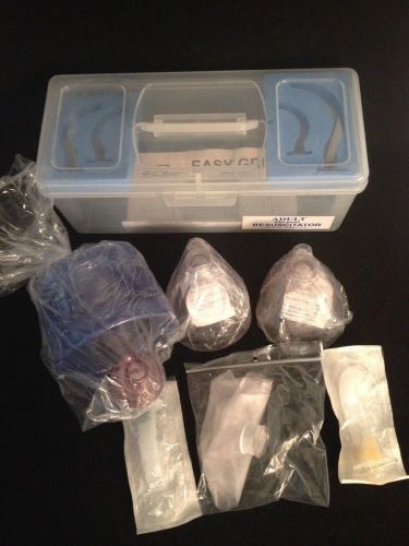 New o-two adult resuscitator kit w/bag, masks, airways &amp; case 01bm2000-m unit 2 for sale