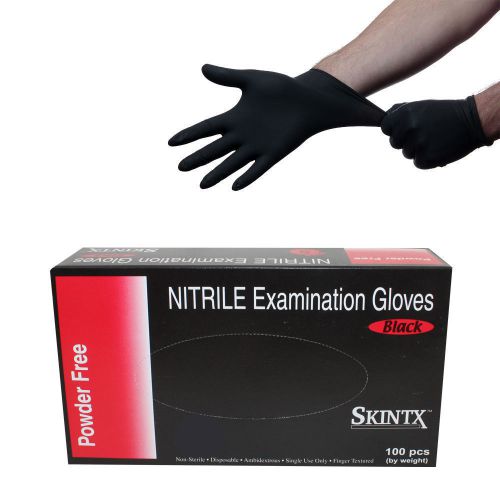 Skintx black nitrile pf exam disposable gloves -  extra large- 10 boxes/1 case for sale