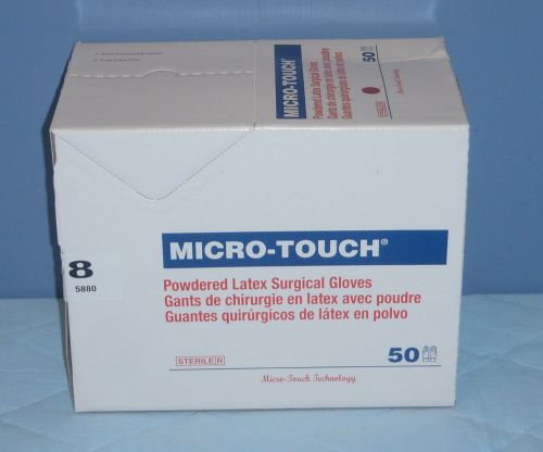 Ansell&#039;s micro-touch latex surgical gloves. size 8 5880 box of 50 for sale