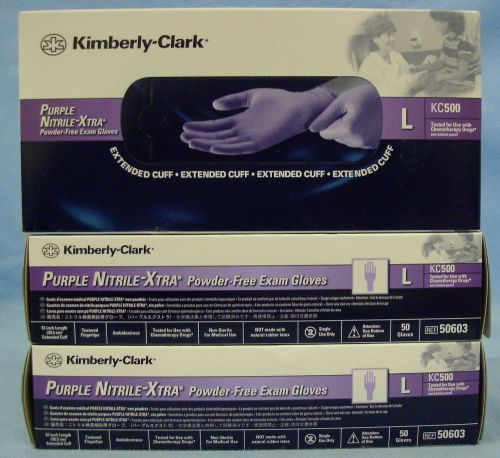 3 Boxes/50ea Kimberly Clark KC500 Purple Nitrile Xtra Exam Gloves #50603