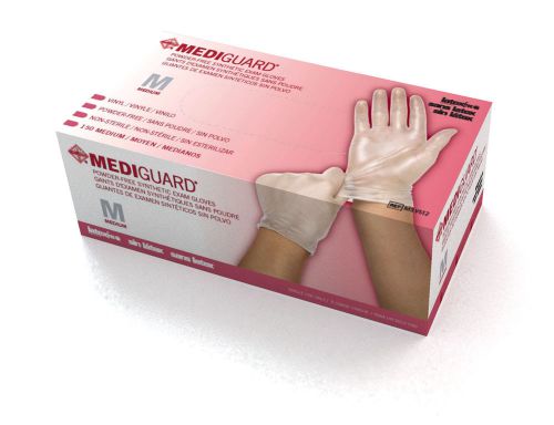 Mediguard non-sterile vinyl synthetic exam glove medium -box of 150 for sale