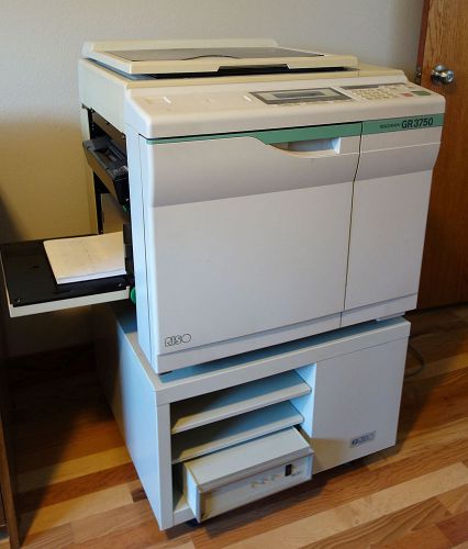 Riso gr3750 digital duplicator, three risograph drums, computer interface for sale