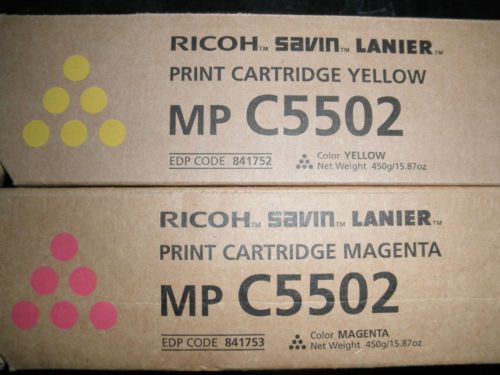 Genuine Ricoh Savin Lanier Print Cartridges MP C5502 841752 841753 C4502