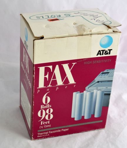 AT&amp;T FAX Thermal Facsimile Paper 5 New 1/2&#034; core sealed rolls Box SKU#374-280