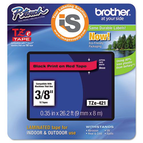 Brother p-touch tz-421 label tape tz421 ptouch tze421 3/8&#034; blk/red tze-421 for sale
