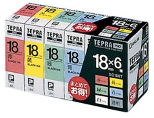 King Jim 6 Color 18mm Tape Set for TEPRA-Pro Lavel Maker SC186T From Japan NEW
