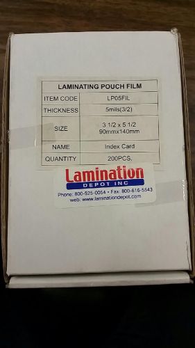 Lamination Depot Inc Laminating Pouch Film LP05FIL 200 PCS *NEW*