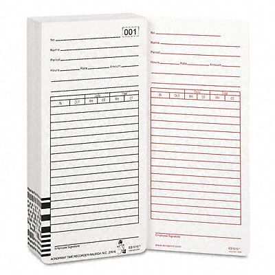100 Acroprint Time Card for Es1000 Electronic Payroll