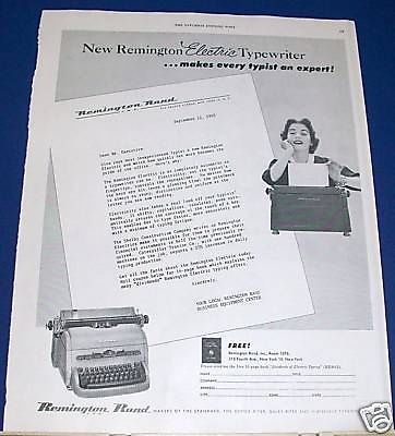 1953 Remington Electric Typewriter Ad