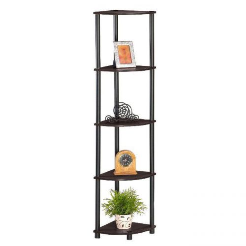 Furinno 5-tier tube corner rack display shelf, 99811, espresso for sale