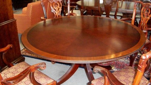 60 inch Mahogany Round Table with Banding by Bernhardt