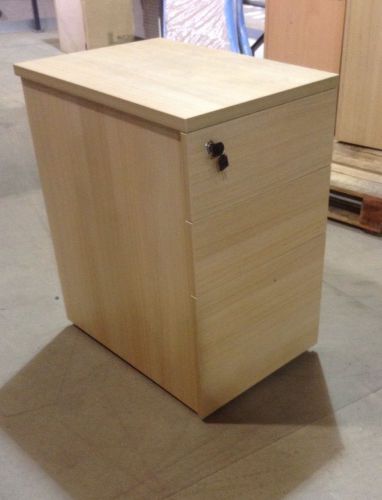 Beech Wooden Office Pedestal Lockable With Keys, 2 Drawers 1 Suspension File