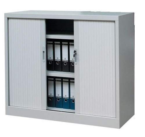 555130 shutter cabinet sideboard 47.24&#034; wide steel office filing cabinet gray for sale