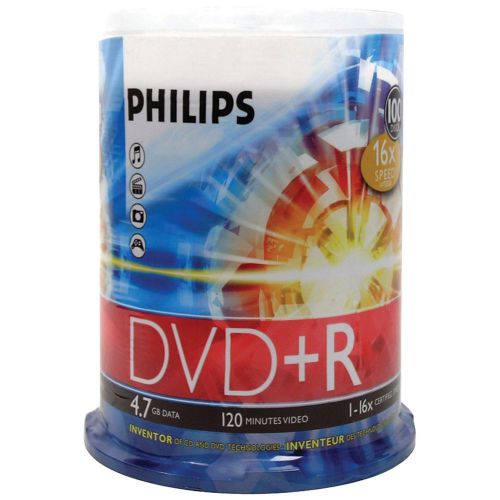 PHILIPS DR4S6B00F/17 4.7GB 16x DVD+Rs (100-ct Cake Box Spindle)