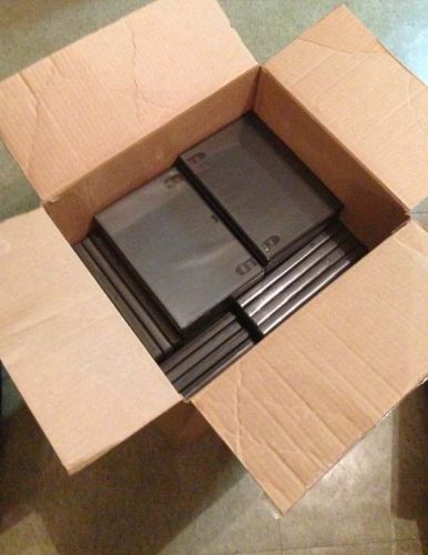 Lot of 100 standard single DVD cases, 14mm black disc storage