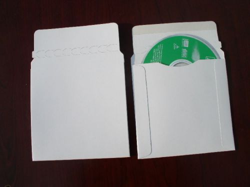 500 NEW WHITE 6&#034; CARDBOARD CD &amp; DVD MAILERS W/PAPER PEEL&amp;SEAL JS92