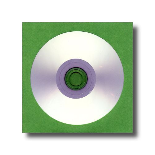CD Sleeves - GREEN - Premium Paper With Window &amp; Flap - 100 Sleeves