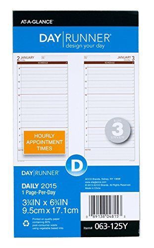 Daily Planner Calendar Refill 3.75 X 6.75 Page Size 125y 063125y