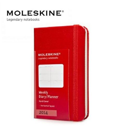 Moleskine 2014 Weekly Diary Red Horizontal Hard Cover Extra Small 6.5cm x 10.5cm