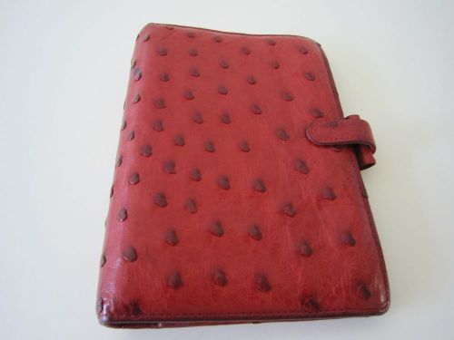 Filofax Ostrich Leather Red Personal Organizer &amp; Day Planner