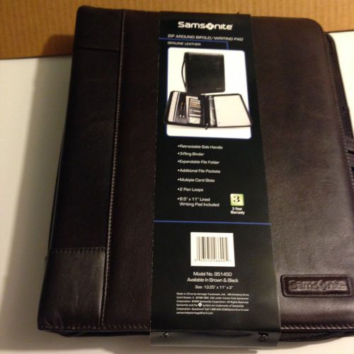 SAMSONITE ZIP-AROUND BIFOLD/WRITING PAD / PREMIUM GENIUNE LEATHER 3-RING BINDER