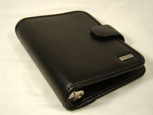 Black compact franklin covey planner binder organizer sim. leather magnetic snap for sale