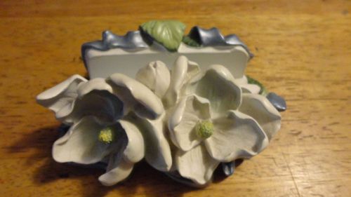 Resin Magnolia Business Card and Pen Holder, Used in good condition
